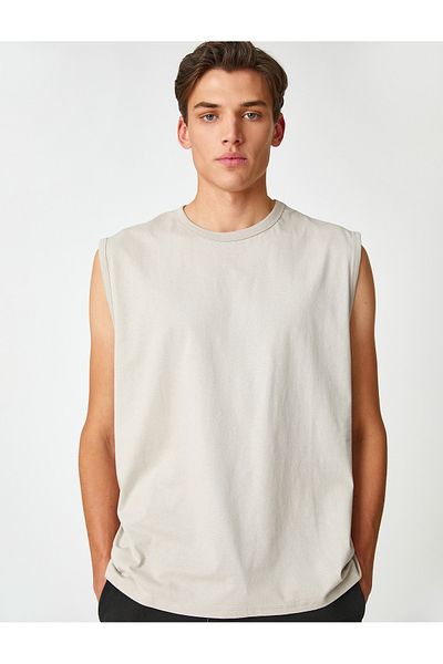 Koton Basic Ujjatlan Póló Crew Neck ujjatlan pamut