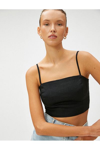 Koton Crop-Bluse aus Leinenmischung