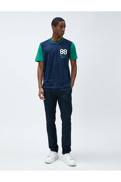 Koton College T-shirt με στάμπα με λαιμόκοψη, κοντό μανίκι, βαμβακερό