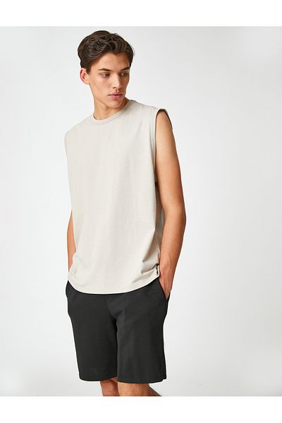 Koton Basic Ujjatlan Póló Crew Neck ujjatlan pamut