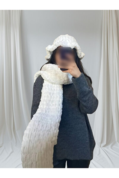 BODUR EMBROIDERY 100% Hand-Knitted Scarf and Beanie Puffy Set - Made Any Color