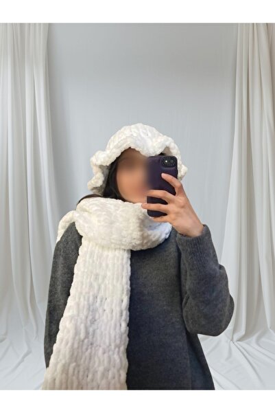 BODUR EMBROIDERY 100% Hand-Knitted Scarf and Beanie Puffy Set - Made Any Color