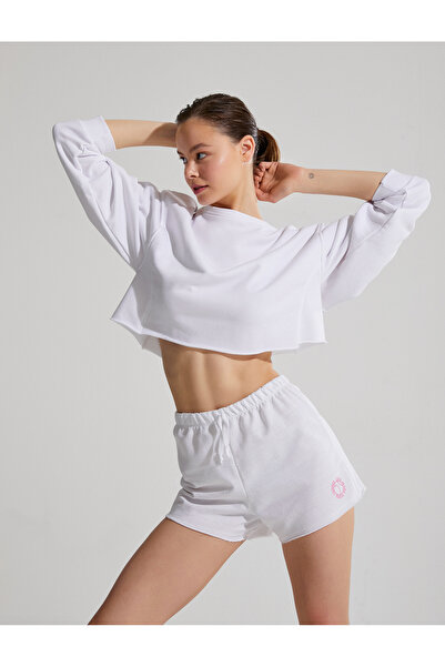 Koton Mini Sports Shorts with Embroidery Detail and Tie Waist Cotton