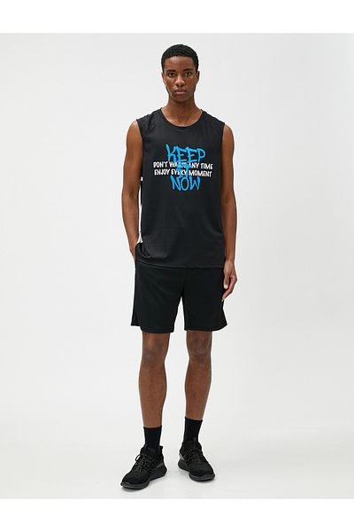 Koton Sports Tank Top Slogan Printed Crew Neck Αμάνικο