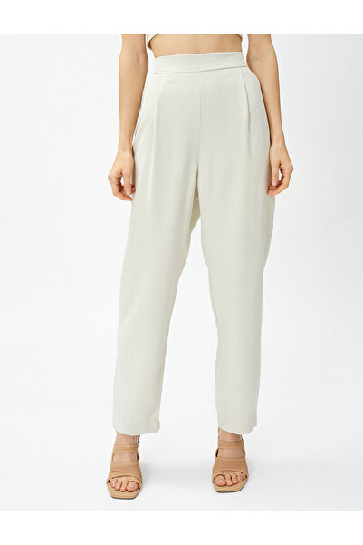 Koton İpeksi Dokulu Pantolon Beli Lastikli Cepli