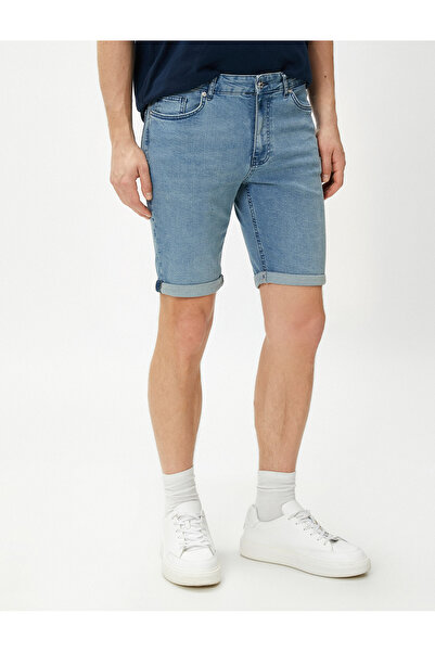 Koton Τζιν σορτς με στρώσεις Λεπτομέρεια ποδιών με κουμπιά