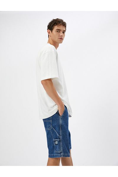 Koton Džínové kraťasy Bermuda Cargo Pocket Button Detailed