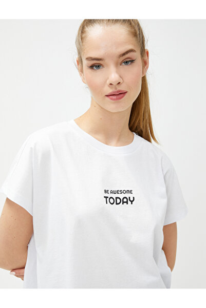 Koton Βαμβακερό αθλητικό μπλουζάκι με στάμπα