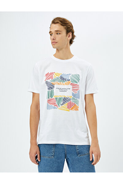 Koton T-Slogan T-Shirt Crew Neck Krátký rukáv Bavlna