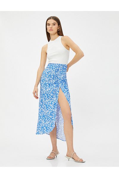 Koton Fustă midi Floral Slit Ecovero® Viscose