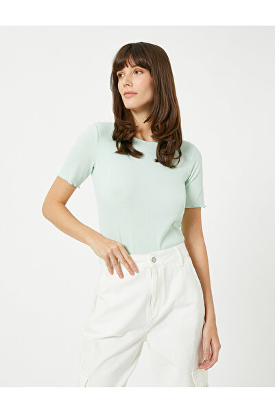 Koton Mâneci de tricou cu nervuri cu detaliu cu volan