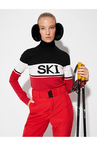 Koton Pulover cu guler rotit Ski Slogan Mixed Viscoza