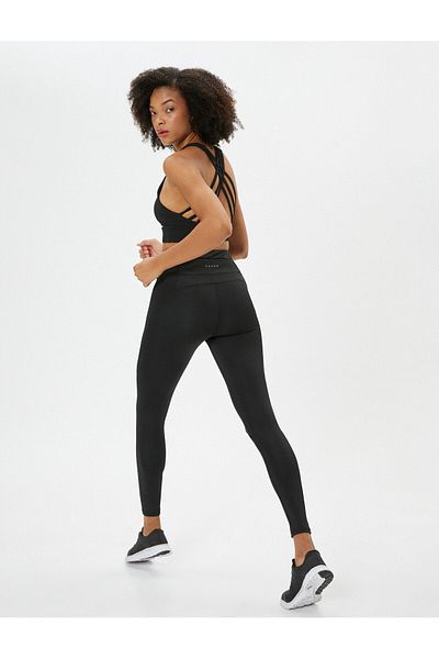 Koton Leggings sport detaliați cu fermoar cu fermoar în spate, cu detaliu cu cusături