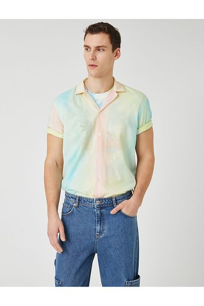 Koton Καλοκαιρινό πουκάμισο κοντομάνικο Tie-Dye Look Turn-down γιακά