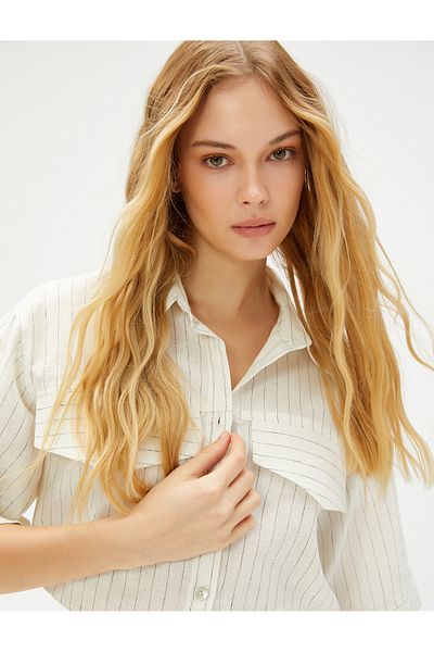 Koton Oversize Crop πουκάμισο με λεπτομέρεια στην τσέπη