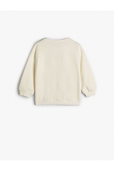 Koton Sweatshirt Long Sleeve Crew Neck Heart Printed Raised Cotton