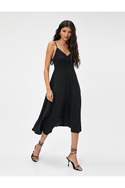 Koton Midikleid mit Trägern, V-Ausschnitt, drapiert