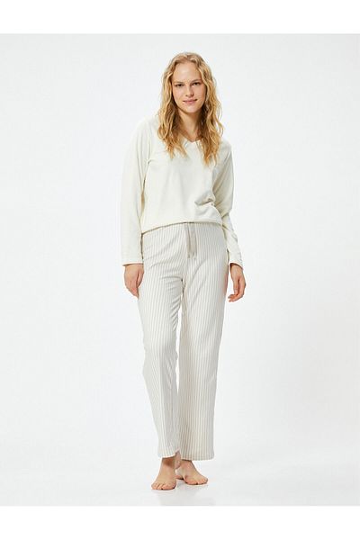 Koton Pajama Bottom Straight Leg Lace-up Waist