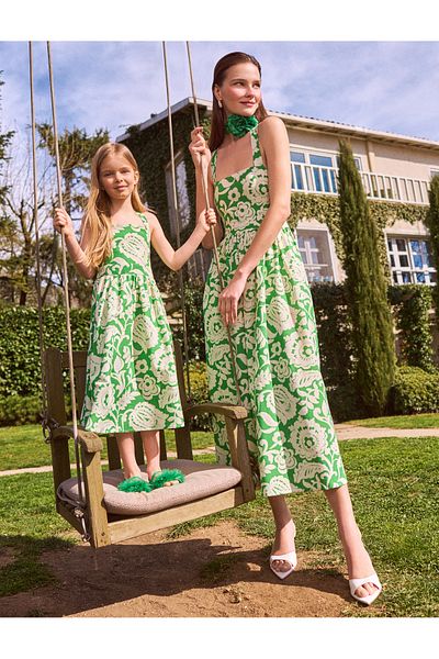 Koton Floral μακρύ φόρεμα με χιαστί τιράντες
