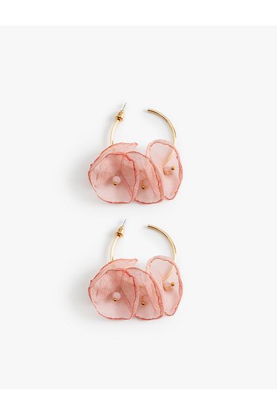 Koton Steel Mixed Volume Flower Pattern Hoop Earrings