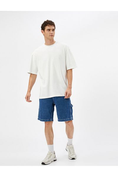 Koton Džínové kraťasy Bermuda Cargo Pocket Button Detailed