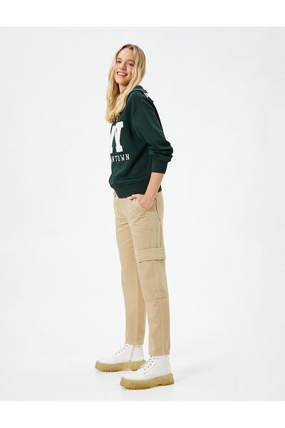 Koton Cargo Pants Straight Leg Pocket Detailed Buttoned Cotton