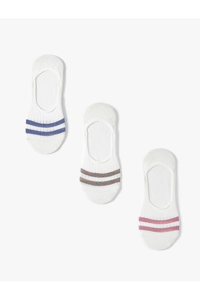 Koton Set de 3 șosete balerină cu model dungi