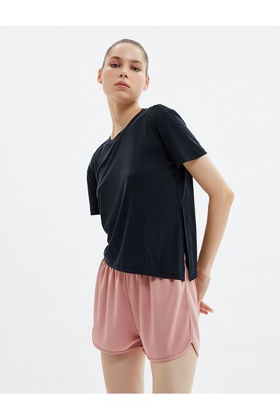 Koton Crew Neck Relaxed Fit Soft Key Texture Modal Sports T-Shirt - Short Sleeve
