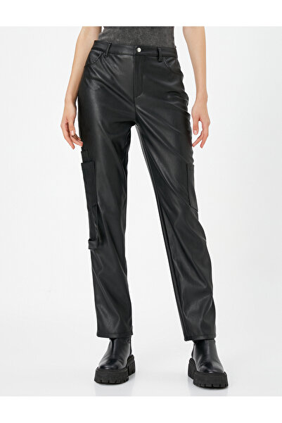 Koton Δερμάτινο παντελόνι Cargo Normal, χωρίς τσέπη