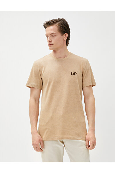 Koton Striped T-Shirt Linen Blend Short Sleeve Crew Neck