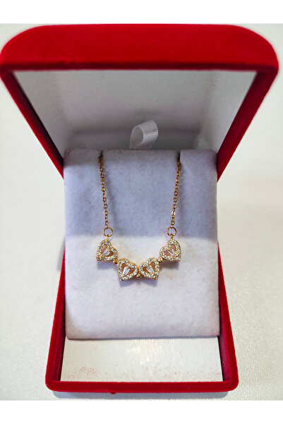 SeyCey.co Lüx Kadife Kutuda | 4 Kalpli Yonca Kolye | Mıknatıslı | 316l Çelik - Kararmaz | Hediye Kadın