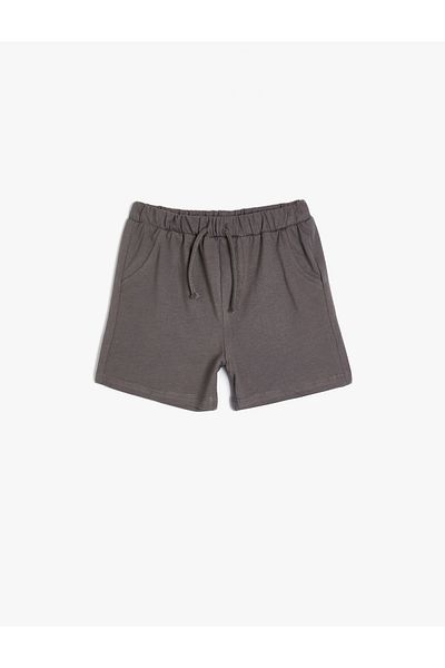 Koton Cotton Basic Shorts - With Waist Tie and Pockets