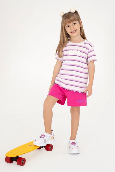 U.S. Polo Assn. Girl's Ecru Crew Neck Basic T-Shirt 50294737-Vr019