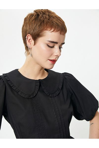 Koton Φόρεμα με μπαλόνι μανίκι Midi Size Baby γιακάς Βαμβακερό