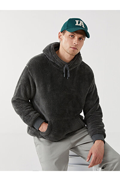 LC Waikiki Khaki Long Sleeve Plush Men's Hoodie