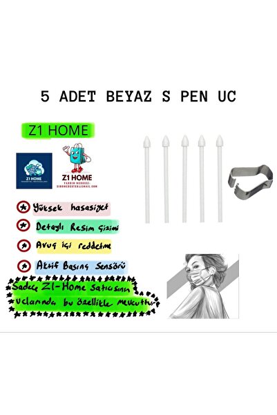 Z1 Home Samsung S Pen Kalem Ucu S6/S6 Lite/S7/S7 FE/S8/S9/S9 FE/S9 Plus Kalem...