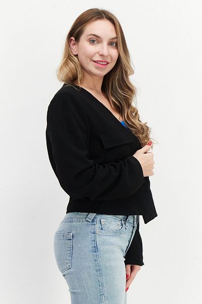 Royalty By Maluma Women Regular Fit Long Sleeve Plain Blazer, Black