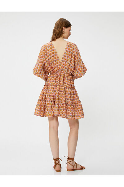 Koton Μίνι φόρεμα με έθνικ στάμπα V λαιμόκοψη