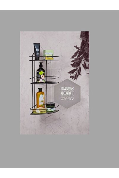 Genel Markalar 3 Katlı Köşelik Banyo Rafı Şampuanlık Duş Rafı Termoform Plast...