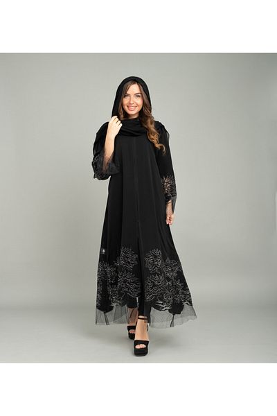 IKKXA Elegance Emboidery Emirati Abaya AIK5083 Black