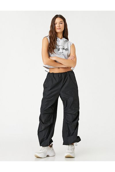 Koton Crop Athlete Hooded Slogan Imprimat fără mâneci