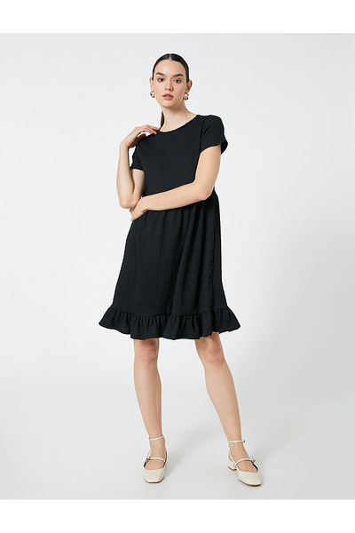 Koton Kurzes Kleid, Robe, kurze Ärmel, Rüschen