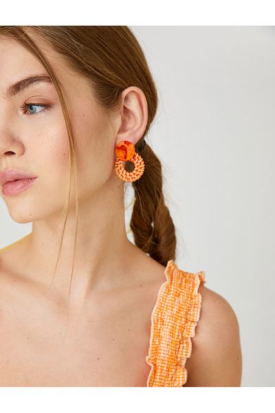 Koton Hoop Earrings Ethnic Detailed