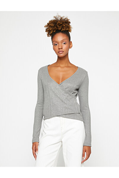 Koton Μακρυμάνικο T-Shirt Κλείσιμο με υφή