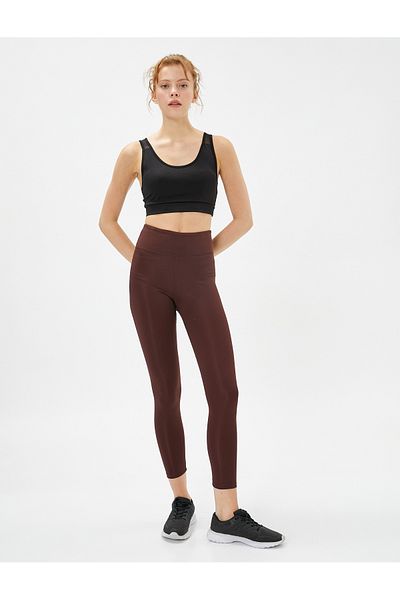 Koton Shiny Yoga Tights with Raised Waist Stitching Detail
