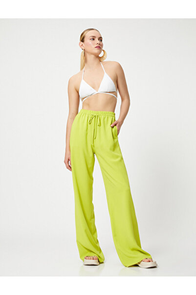 Koton Şahika Ercümen - Pantaloni Palazzo cu șireturi în talie