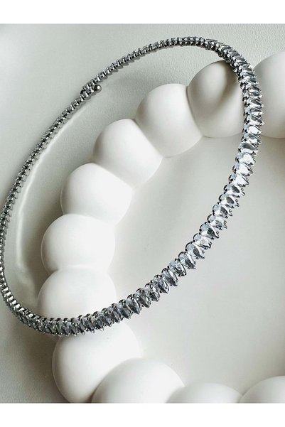 ACAR TAKI Flexible Neck-Friendly Waterproof Steel Choker Necklace Silver Color Acr4089
