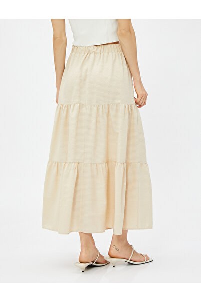 Koton Długa, warstwowa spódnica w paski z elastyczną talią