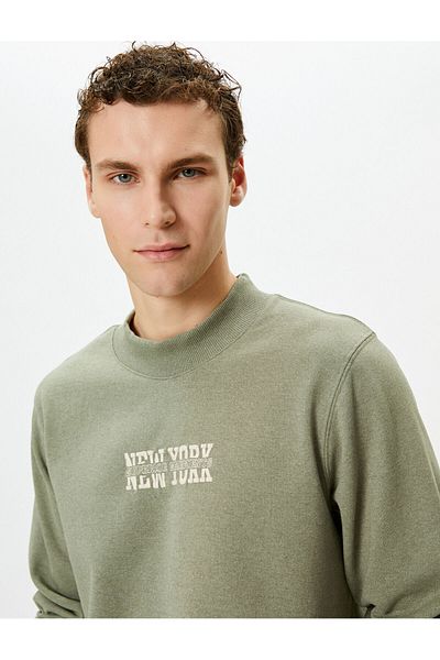 Koton College Sweat Crew Neck Embroidered Detailed Long Sleeve Raised