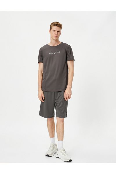 Koton Tricou sport Imprimat cu slogan, decolteu, cu cusături
